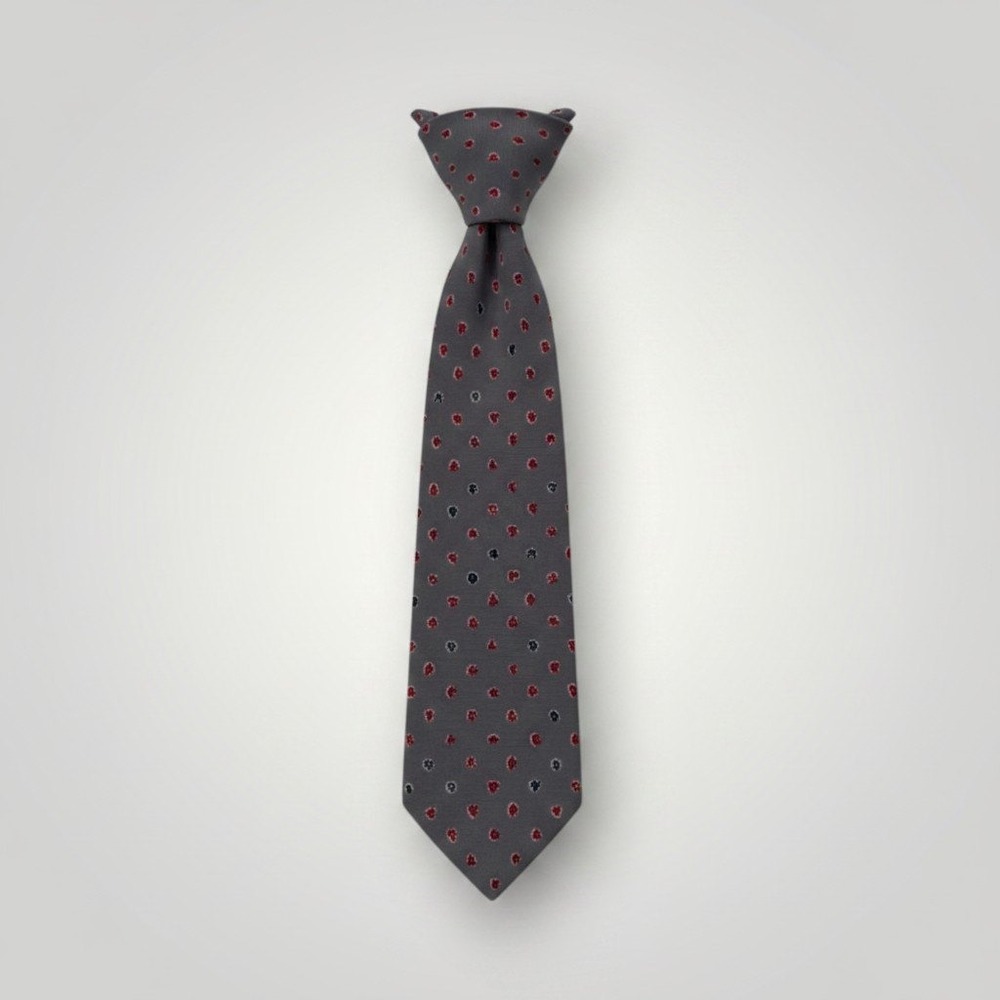 Nina Ricci Paris Vintage Necktie Men Grey Red Blue Silk Abstract Floral Luxury